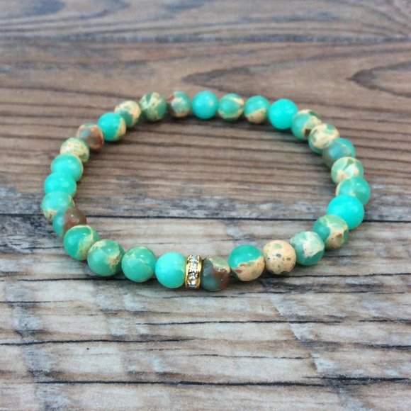 Ginger Gem Crafts, LLC Jewelry - Green Shoushan stone bracelet, dainty bracelet, crystal healing, green bracelet